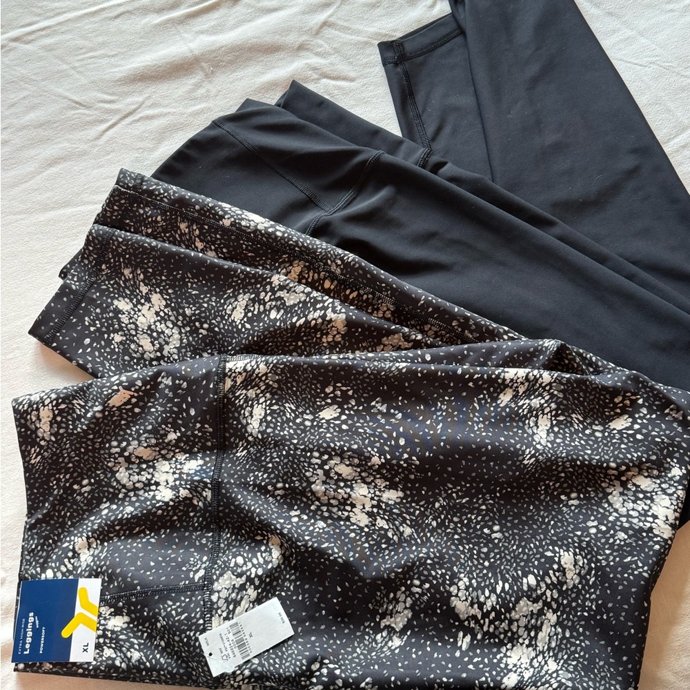 NWT Old Navy Powersoft Black&Cream Leggings/NWOT Black legging bundle Size XL - Picture 6 of 11